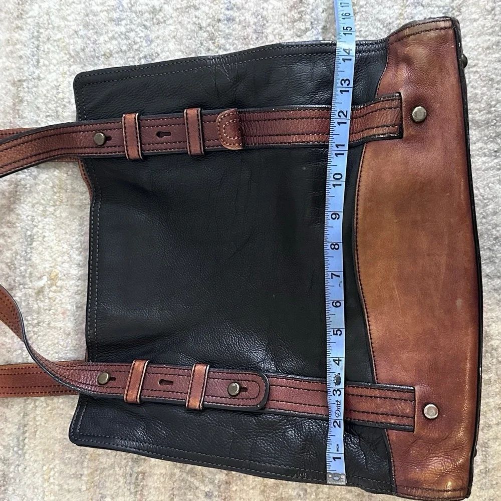 Fossil Long Live Vintage Leather Tote, Blk/Brown Leather‎